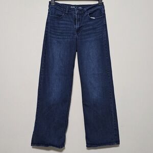 Old Navy Women's Jeans Size 10 Blue Dark Wash High‎ Rise Wide Leg Stretch 448226